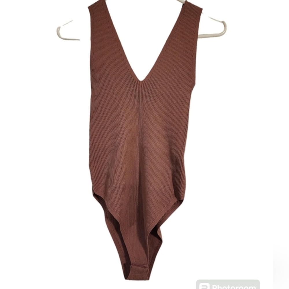 Wishlist mauve ribbed snap button bodysuit